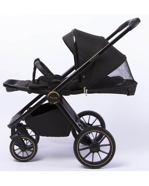 Детская коляска Peppy Monaco 2 в 1 Royal black (черный), рама черный глянец