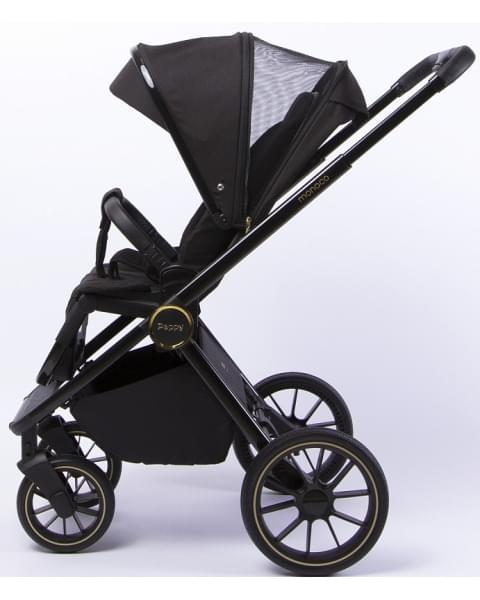 Детская коляска Peppy Monaco 2 в 1 Royal black (черный), рама черный глянец