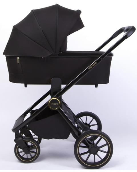 Детская коляска Peppy Monaco 2 в 1 Royal black (черный), рама черный глянец