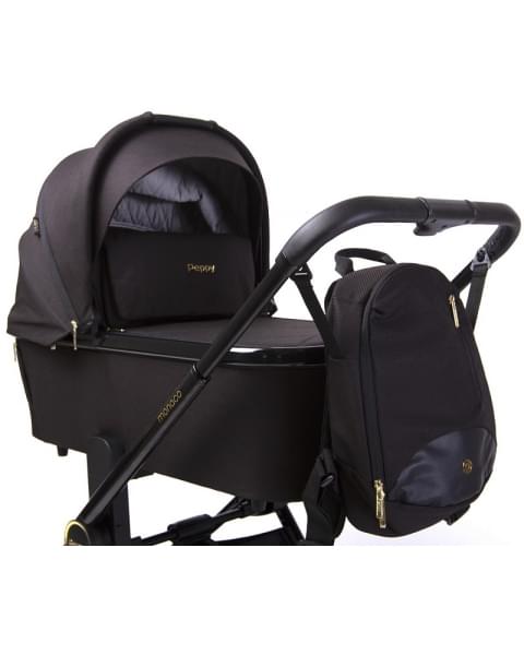 Детская коляска Peppy Monaco 2 в 1 Royal black (черный), рама черный глянец