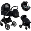 Детская коляска Pituso Mayla Lux 3 в 1 с автокреслом Baesa Black