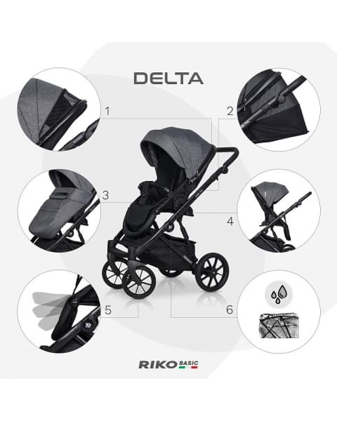 Детская коляска Riko Basic Delta 3 в 1 05 Carbon