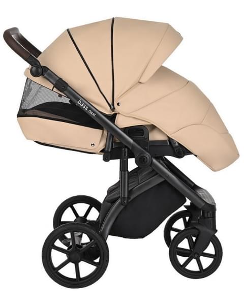 Детская коляска Roan Bass Next Кожа 3 в 1 с автокреслом Tutis Elo Lux EduSky Black RN082/1 Caramel