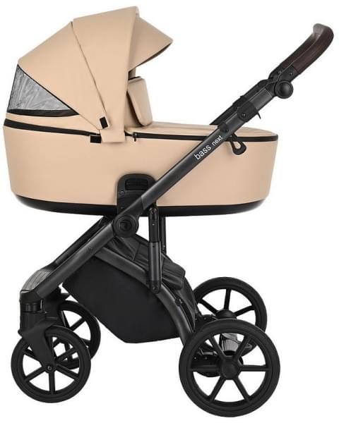 Детская коляска Roan Bass Next Кожа 3 в 1 с автокреслом Tutis Elo Lux EduSky Black RN082/1 Caramel