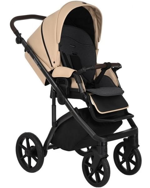 Детская коляска Roan Bass Next Кожа 3 в 1 с автокреслом Tutis Elo Lux EduSky Black RN082/1 Caramel