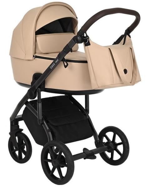 Детская коляска Roan Bass Next Кожа 3 в 1 с автокреслом Tutis Elo Lux EduSky Black RN082/1 Caramel