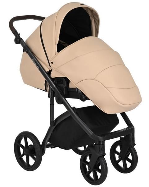 Детская коляска Roan Bass Next Кожа 3 в 1 с автокреслом Tutis Elo Lux EduSky Black RN082/1 Caramel