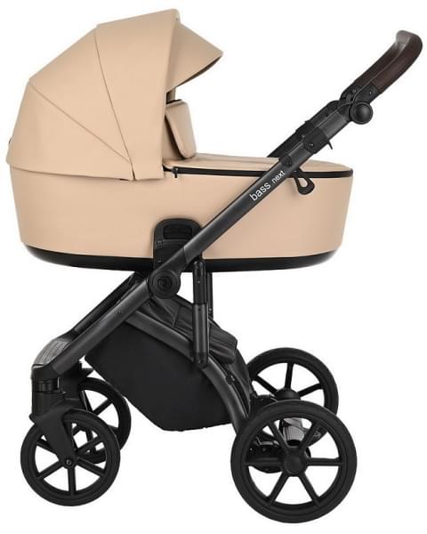 Детская коляска Roan Bass Next Кожа 3 в 1 с автокреслом Tutis Elo Lux EduSky Black RN082/1 Caramel