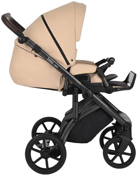 Детская коляска Roan Bass Next Кожа 3 в 1 с автокреслом Tutis Elo Lux EduSky Black RN082/1 Caramel