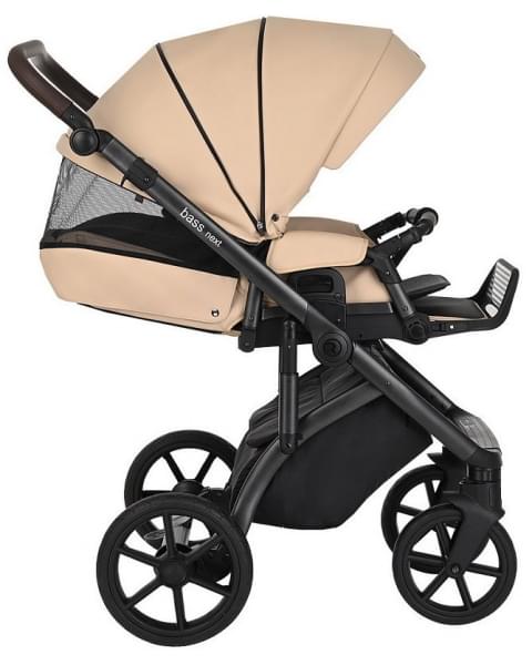 Детская коляска Roan Bass Next Кожа 3 в 1 с автокреслом Tutis Elo Lux EduSky Black RN082/1 Caramel