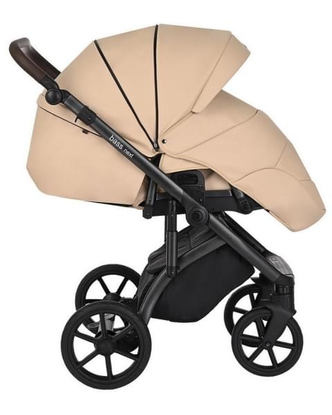 Детская коляска Roan Bass Next Кожа 3 в 1 с автокреслом Tutis Elo Lux EduSky Black RN082/1 Caramel