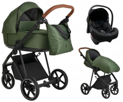 Детская коляска Roan Sol 3 в 1 с автокреслом Tutis Elo Lux EduSky Black RSL/1013 Boho Green