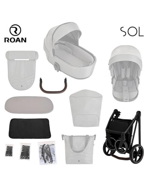Детская коляска Roan Sol 3 в 1 с автокреслом Tutis Elo Lux EduSky Black RSL/1013 Boho Green