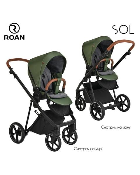 Детская коляска Roan Sol 3 в 1 с автокреслом Tutis Elo Lux EduSky Black RSL/1013 Boho Green