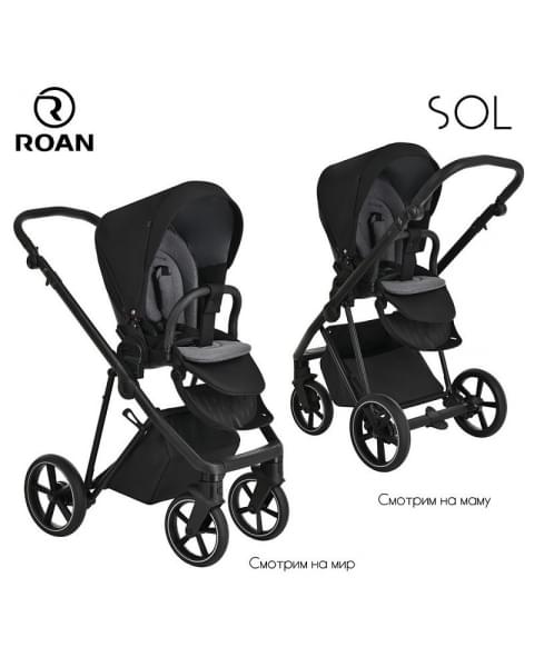 Детская коляска Roan Sol 3 в 1 с автокреслом Tutis Elo Lux EduSky Black RSL/1016 True Black