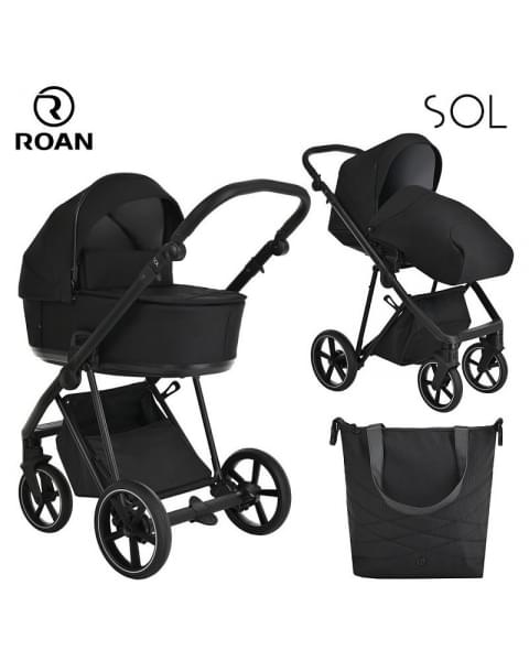 Детская коляска Roan Sol 3 в 1 с автокреслом Tutis Elo Lux EduSky Black RSL/1016 True Black