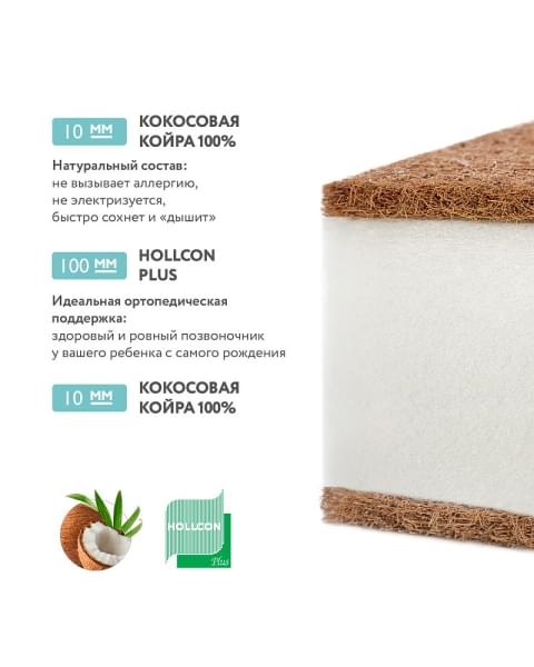 Детский матрас Plitex Eco Soft ЭКC-01 119х60х12см