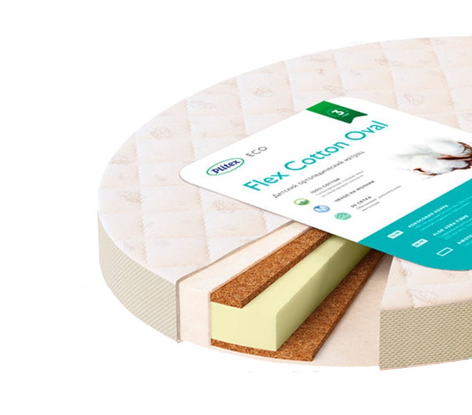 Детский матрас Plitex Flex Cotton Oval 125х75х10 см. ФК-01/4