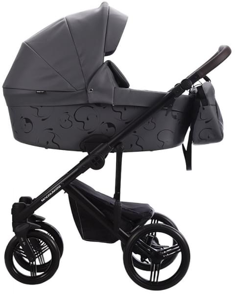 Детская коляска Bebetto Magnum Light SE Pro 2 в 1 07 т.серая кожа черная рама