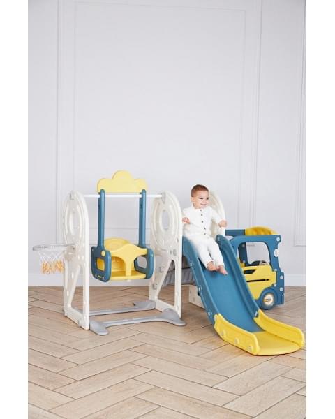 Игровой комплекс с горкой и качелями UNIX Kids Bus 171 см Yellow