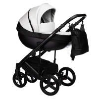 Детская коляска Indigo Tour Eco 2 в 1 Te10 черная кожа + белая кожа