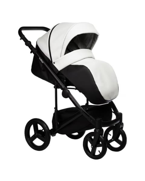 Детская коляска Indigo Tour Eco 2 в 1 Te10 черная кожа + белая кожа