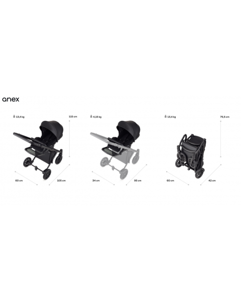 Коляска 2 в 1 Anex e/type, Pixie / Розовый (et-11A)