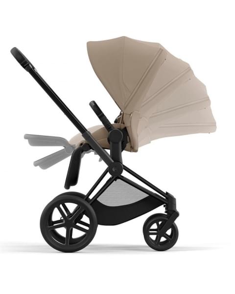 Коляска 2 в 1 Cybex Priam IV Platinum Collection шасси Matt Black, Cozy Beige (бежевый)