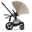 Коляска 2 в 1 Cybex Priam IV Platinum Collection шасси Matt Black, Cozy Beige (бежевый)