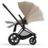 Коляска 2 в 1 Cybex Priam IV Platinum Collection шасси Matt Black, Cozy Beige (бежевый)