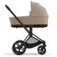 Коляска 2 в 1 Cybex Priam IV Platinum Collection шасси Matt Black, Cozy Beige (бежевый)