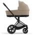 Коляска 2 в 1 Cybex Priam IV Platinum Collection шасси Matt Black, Cozy Beige (бежевый)