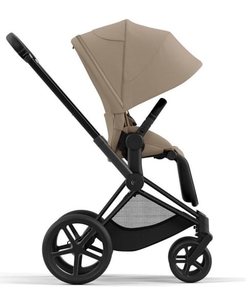 Коляска 2 в 1 Cybex Priam IV Platinum Collection шасси Matt Black, Cozy Beige (бежевый)