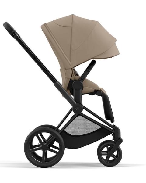 Коляска 2 в 1 Cybex Priam IV Platinum Collection шасси Matt Black, Cozy Beige (бежевый)