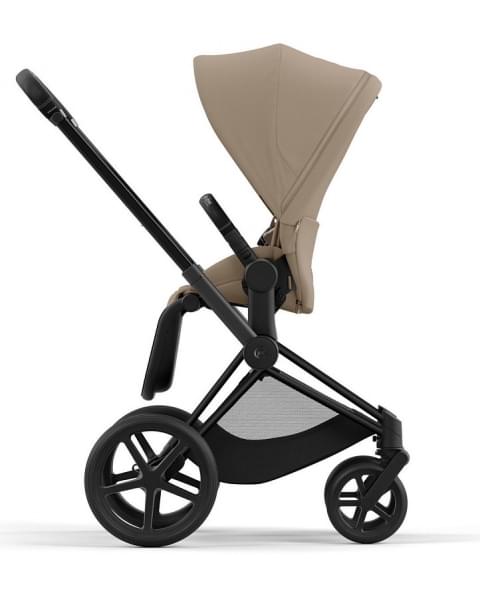 Коляска 2 в 1 Cybex Priam IV Platinum Collection шасси Matt Black, Cozy Beige (бежевый)