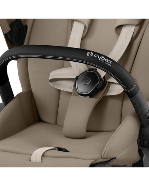 Коляска 2 в 1 Cybex Priam IV Platinum Collection шасси Matt Black, Cozy Beige (бежевый)