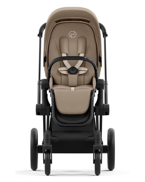 Коляска 2 в 1 Cybex Priam IV Platinum Collection шасси Matt Black, Cozy Beige (бежевый)