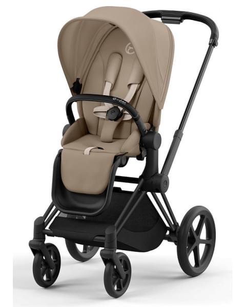Коляска 2 в 1 Cybex Priam IV Platinum Collection шасси Matt Black, Cozy Beige (бежевый)