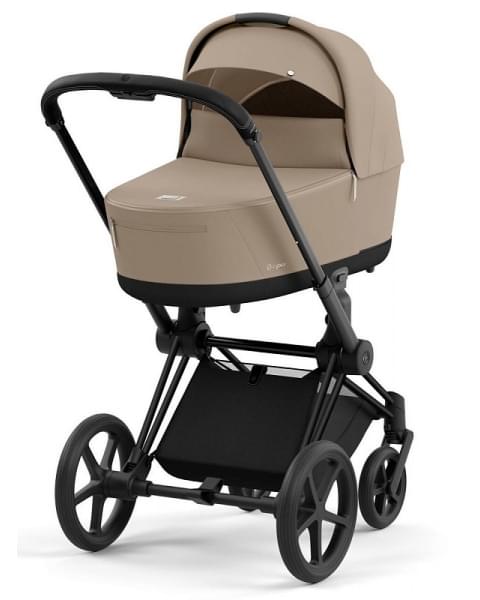 Коляска 2 в 1 Cybex Priam IV Platinum Collection шасси Matt Black, Cozy Beige (бежевый)