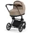 Коляска 2 в 1 Cybex Priam IV Platinum Collection шасси Matt Black, Cozy Beige (бежевый)