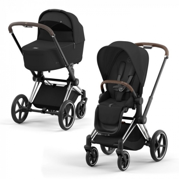 Коляска 2 в 1 Cybex Priam IV Platinum Collection шасси Chrome Brown, Sepia Black (Черный)