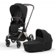 Коляска 2 в 1 Cybex Priam IV шасси Rose Gold, Sepia Black (Черный)