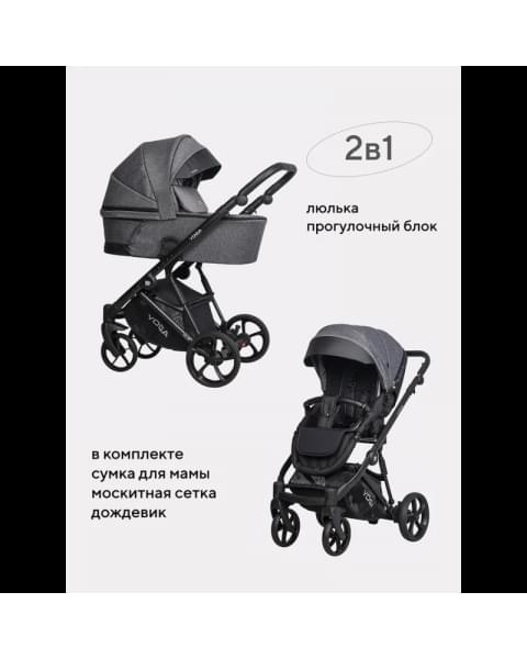 Коляска 2 в 1 Riko Basic Yoga New 2023, 01 (Графит)