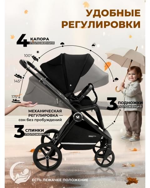 Коляска 2 в 1 Sweet Baby Stella Black