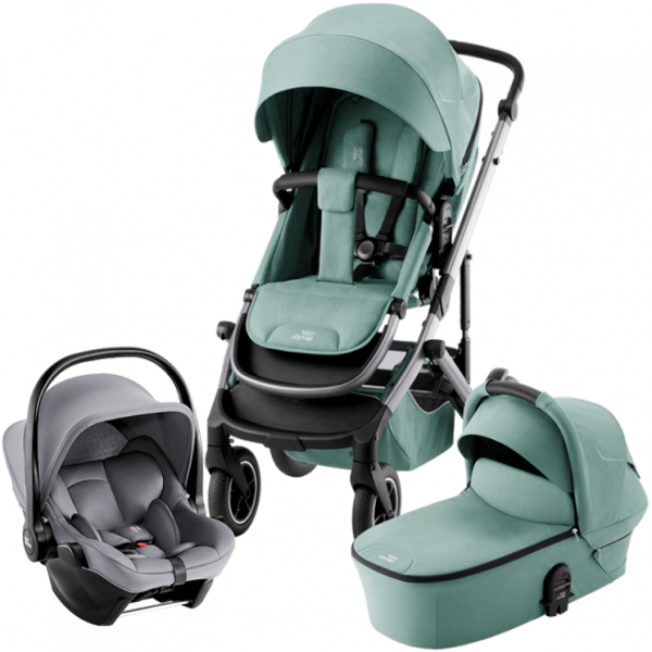 Коляска 3 в 1 Britax Roemer Smile 5Z, Jade Green (Зеленый) + Автокресло Baby-Safe Core, Frost Grey (Серый)