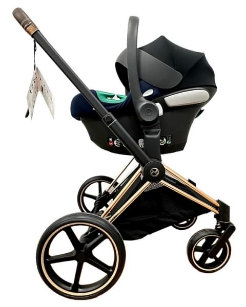 Коляска 3 в 1 Cybex Priam IV Rosegold и автокресло Aton B2 i-Size Sepia Black/Bay Blue