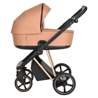 Коляска 3 в 1 Roan Sol Lux, Toffee шасси Rose Gold (Коричневый)
