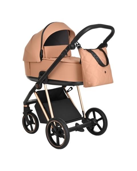 Коляска 3 в 1 Roan Sol Lux, Toffee шасси Rose Gold (Коричневый)