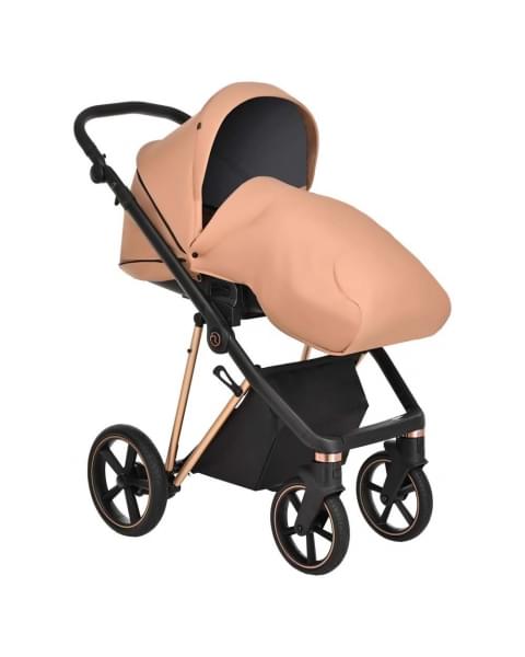 Коляска 3 в 1 Roan Sol Lux, Toffee шасси Rose Gold (Коричневый)