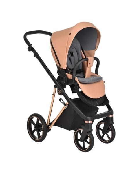 Коляска 3 в 1 Roan Sol Lux, Toffee шасси Rose Gold (Коричневый)